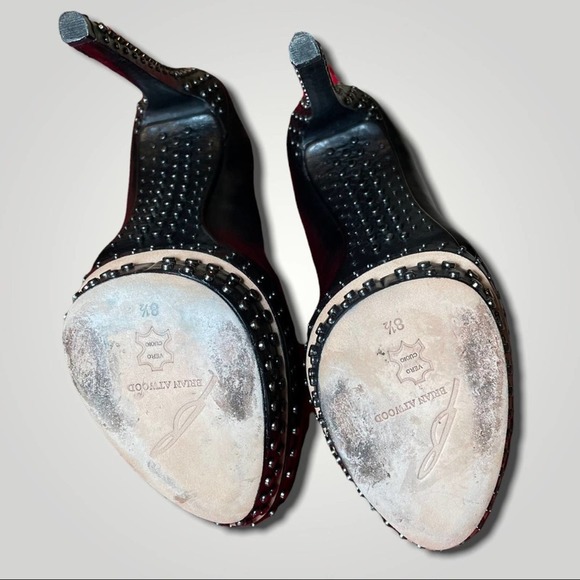 BRIAN ATWOOD EDGY SEXY BISHING PLATFORM LEATHER STUDDED HEELS PUMPS BLACK - 8.5 - Picture 6 of 8